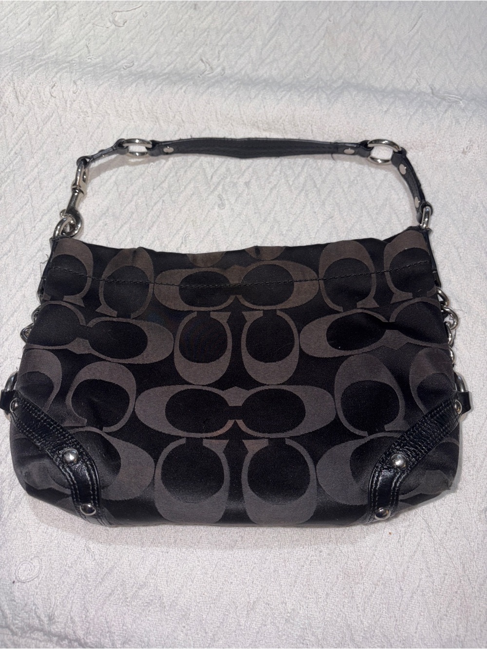 Vintage Y2K Coach Signature Black and Gray Shoulder Bag
